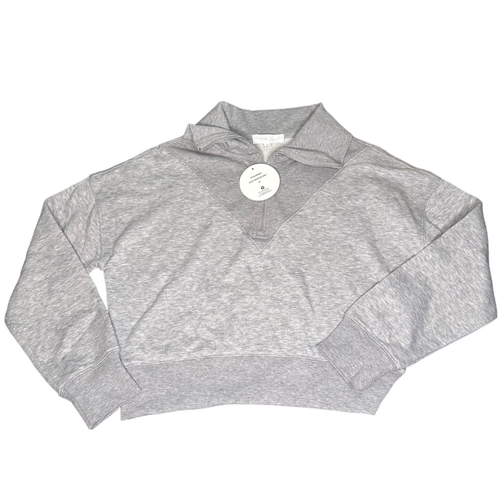 Wild Skye Heather Gray Cropped Half Zip Sweatshirt Sz M